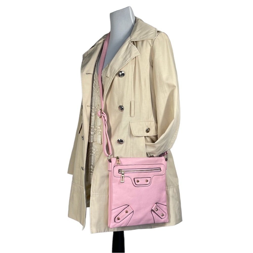 Charming Charlie Pink Faux Leather Crossbody Shoulder Bag